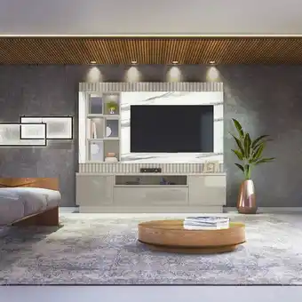 Muebles Jamar Centro de entretenimiento amaris off white, marmol oferta
