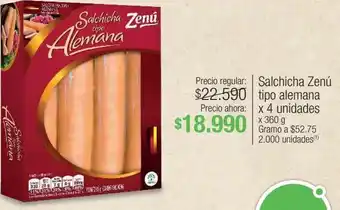 Jumbo Salchicha zenú tipo alemana x 4 unidades x 360 g oferta
