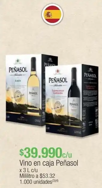 Jumbo Vino en caja peñasol x 3 l c/u oferta