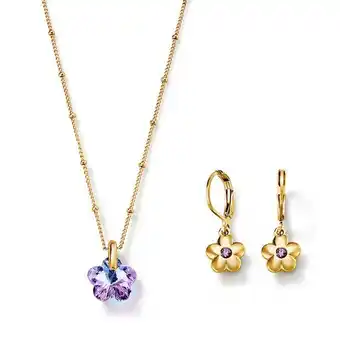 Ésika Estuche collar + aretes purple flower oferta