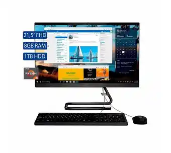 Panamericana All in one lenovo, amd ryzen 3, ram 8 gb, 1 tb hdd, f0ex00f2ld, 21.5" fhd, negro oferta