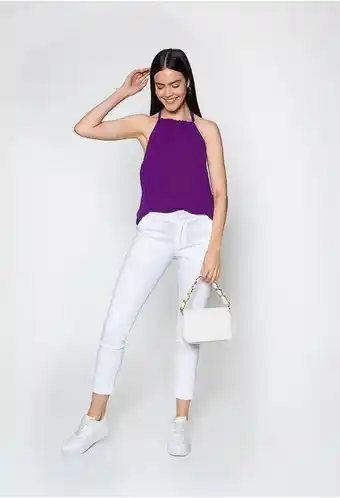ELA Blusa halter con escote en espalda oferta