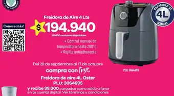 Éxito Freidora de Aire 4L oferta