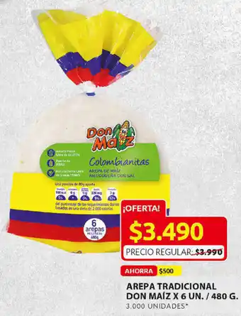 Arepa Tradicional Don Maíz 6Un/480g