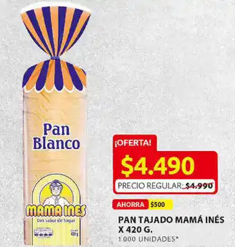 Ara Pan Tajado Blanco Mamá Inés 420g oferta