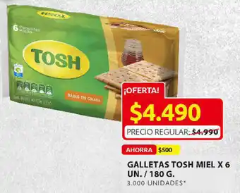 Ara Galletas Tosh Miel 6Un / 180g oferta