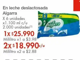 Metro Leche deslactosada algarra 6un 1100ml oferta