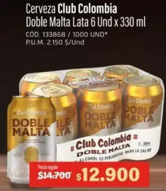 Makro Cerveza Club Colombia Doble Malta Lata 6Und x 330ml oferta