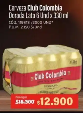 Makro Cerveza Club Colombia Dorada Lata 6 Und x 330ml oferta