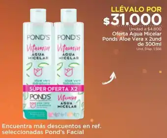 FarmaTodo Oferta Agua Micelar Ponds Aloe Vera 2und de 300ml oferta