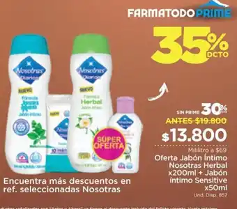 FarmaTodo Oferta Jabón Íntimo Nosotras Herbal x 200ml + Jabón Íntimo Sensitive x 50ml oferta