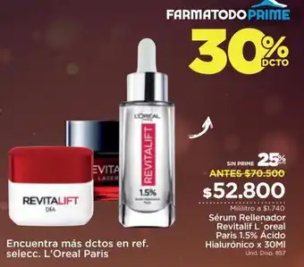 FarmaTodo Sérum Rellendor Revitalif L'oreal Paris 1,5% Ácido Hialurónico 30ml oferta