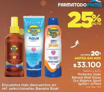 FarmaTodo Protector Solar Banana Boat Spray Dry Balance Sport Spf50+190ml oferta