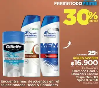 FarmaTodo Shampoo Head & Shoulders Control Caspa Men Old Spice x375ml oferta