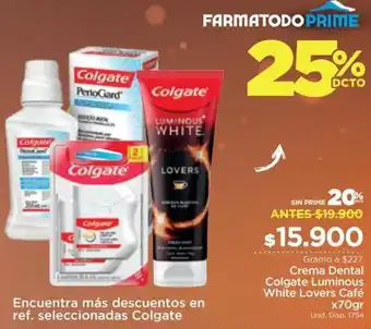 FarmaTodo Crema Dental Colgate Luminous White Lovers Café 70gr oferta