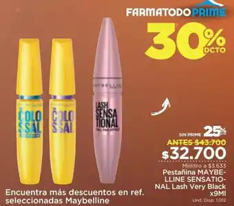 FarmaTodo Pestañina Maybelline Sansational 9ml oferta