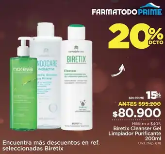 FarmaTodo Biretix Cleaner Gel Limpiador Purticante 200ml oferta