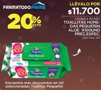 FarmaTodo Toallitas Húmedas Das Pequeñin Aloe 100Und oferta