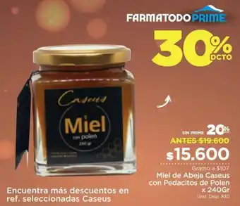 FarmaTodo Miel de Abeja Caseus con Pedacitos de Polen 240g oferta