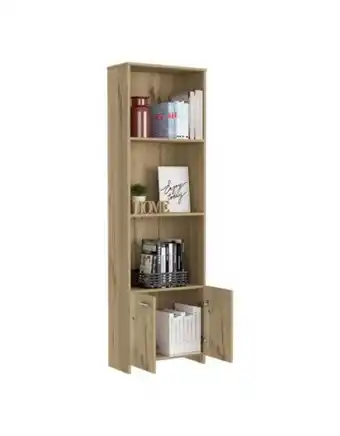 Flamingo Biblioteca milán, café claro, con dos puertas abatibles y tres entrepaños oferta
