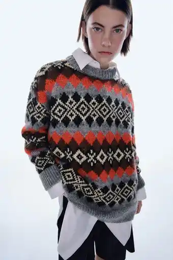 Zara Jersey punto jacquard oversize oferta