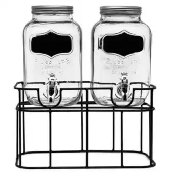 Linio Kit de 2 dispensadores de agua en vidrio 4 litros cada uno + base oferta