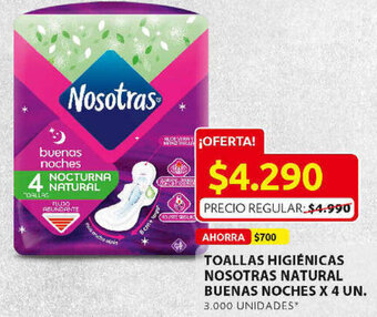 Ara Toallas Higiénicas Nosotras Natural Buenas Noches 4un oferta
