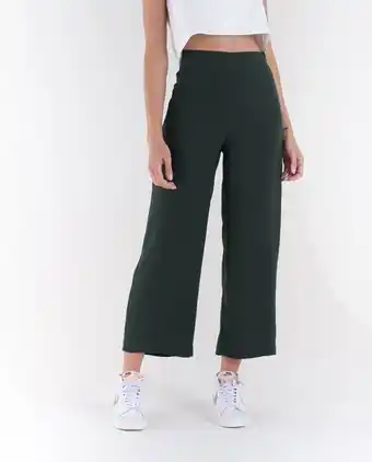 Naf Naf Pantalón para mujer verde wide leg tiro súper alto fluido oferta