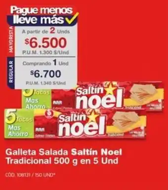 Makro Galleta Salada Saltín Noel Tradicional 500g en 5 Und oferta