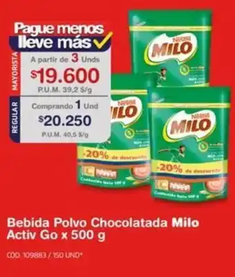 Makro Bebida Polvo Chocolatada Milo Activ Go x 500g oferta