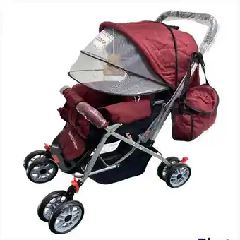 Éxito Coche paseador para bebe + pañalera vino tinto oferta