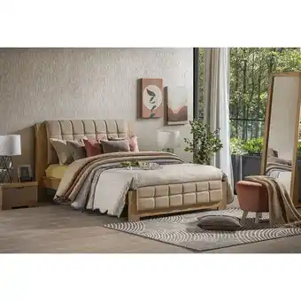 Muebles Jamar Cama doble noruega eurolino marfil, natural oferta
