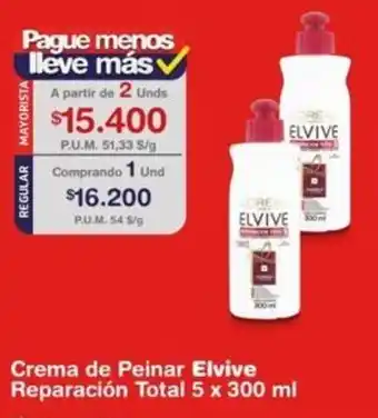 Makro Crema de Peinar Elvive Reparación Total 5 x 300ml oferta