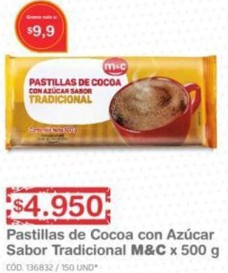 Makro Pastillas de Cocoa con Azúcar Sabor Tradicional M&C 500g oferta
