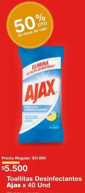 Makro Toallitas Desinfectantes Ajax 40 Und oferta