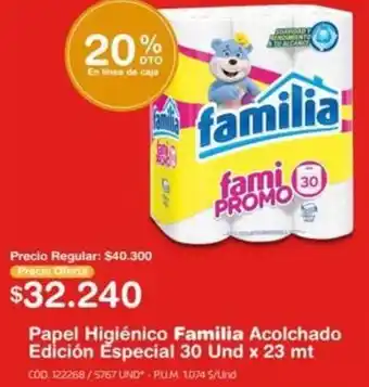 Makro Papel Higiénico Familia Acolchado Edición Especial 30 Und x 23mt oferta