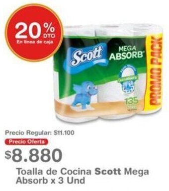 Makro Toalla de Cocina Scott Mega Absorb x 3 Und oferta