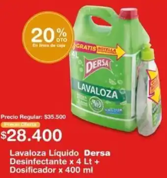 Makro Lavaloza Líquido Dersa Desinfectante x 4lt + Dosificador 400ml oferta