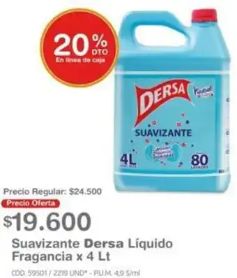Makro Suavizante Dersa Líquido Fragancia 4lt oferta