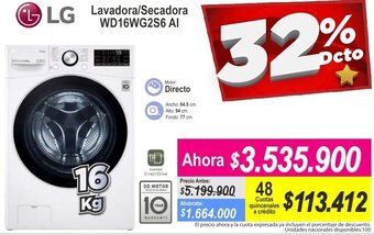 Alkomprar LG Lavadora/Secadora WD16WG2S6 AI 16kg oferta