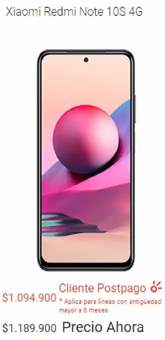 Claro Xiaomi Redmi Note 10S 4G oferta