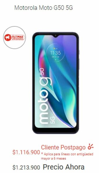 Claro Motorola Moto G50 5G oferta