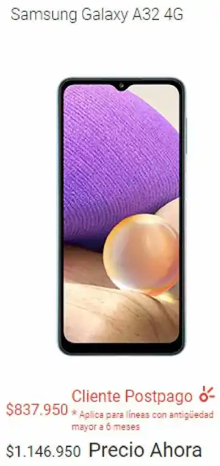 Claro Samsung Galaxy A32 4G oferta