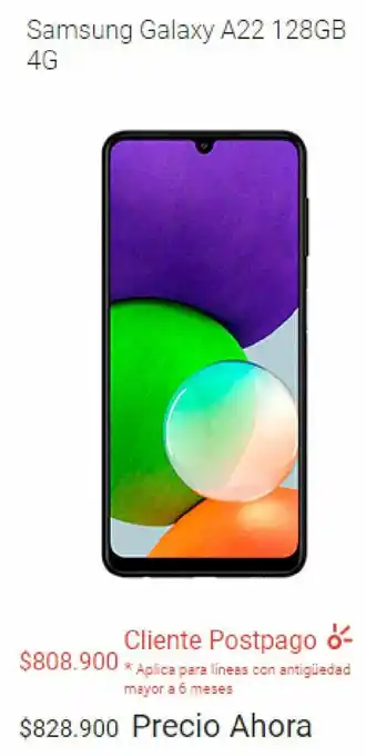 Claro Samsung Galaxy A22 128GB 4G oferta