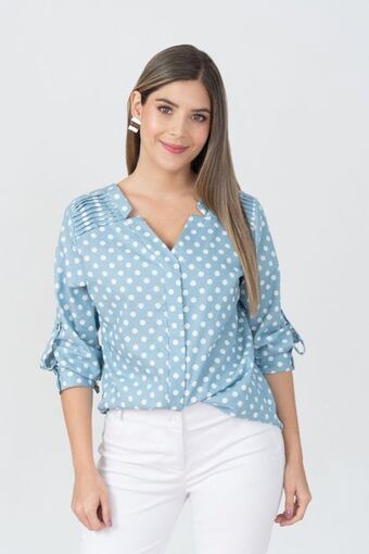 Unipunto Blusa manga 3/4 hombro alforzas oferta