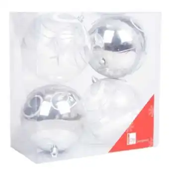 Alkosto Bolas de navidad joy plateado/transparente set x 4 - 10 cm oferta