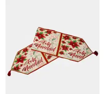 Panamericana Camino de mesa navideño de 33 x 182 cm - poinsettias oferta