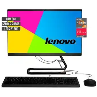 Linio Todo en uno lenovo amd ryzen 5 3500u ssd 256gb ram 8gb led22 full hd oferta