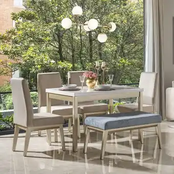 Muebles Jamar Comedor 6 puestos walcot beige, champaña oferta