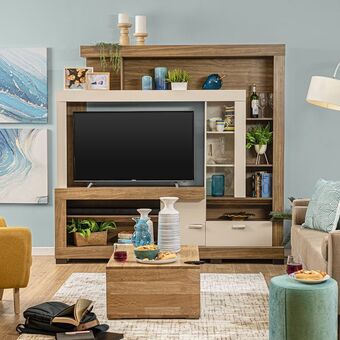 Muebles Jamar Centro de entretenimiento nix natural, beige plus 206x196x37 oferta